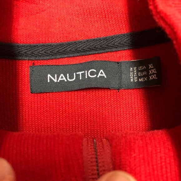 NEW Nautica Red Half Zip Sweater Sweatshirt - Picture 6 of 7